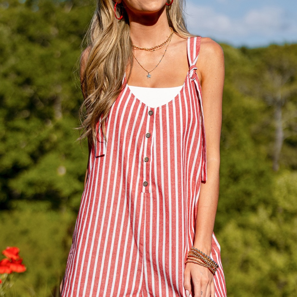 Cupshe Red and White Striped Romper
